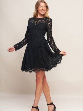 NWT Flying Tomato Woven Black Lace Midi Dress